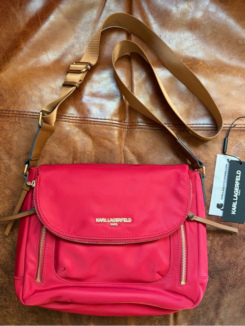 Karl Lagerfeld Red Cara Messenger Bag